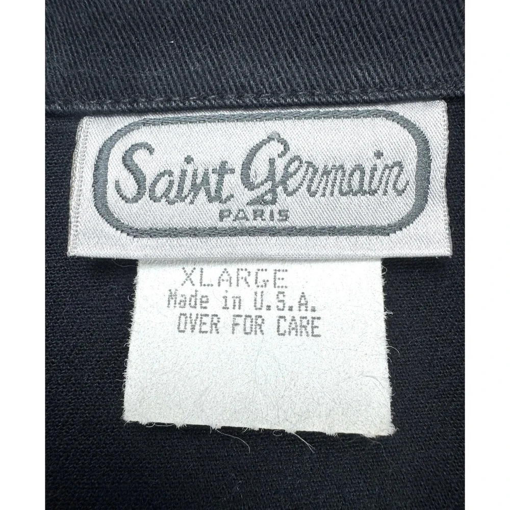 Saint Germain Women's XL Black Cotton Studded Jacket Shoulder Pads Made in USA